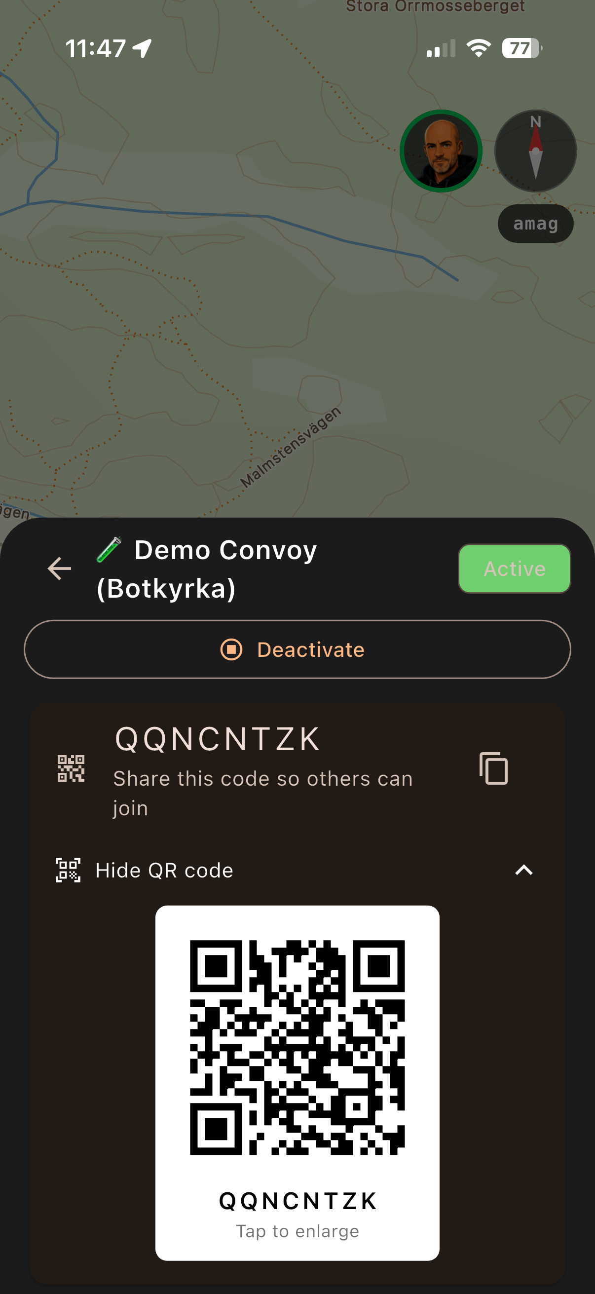 4x4buddy Convoy roster on a phone