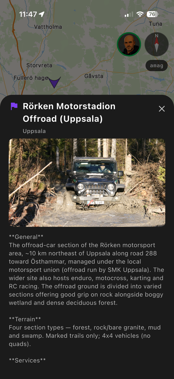 4x4buddy Destinations catalog on a phone