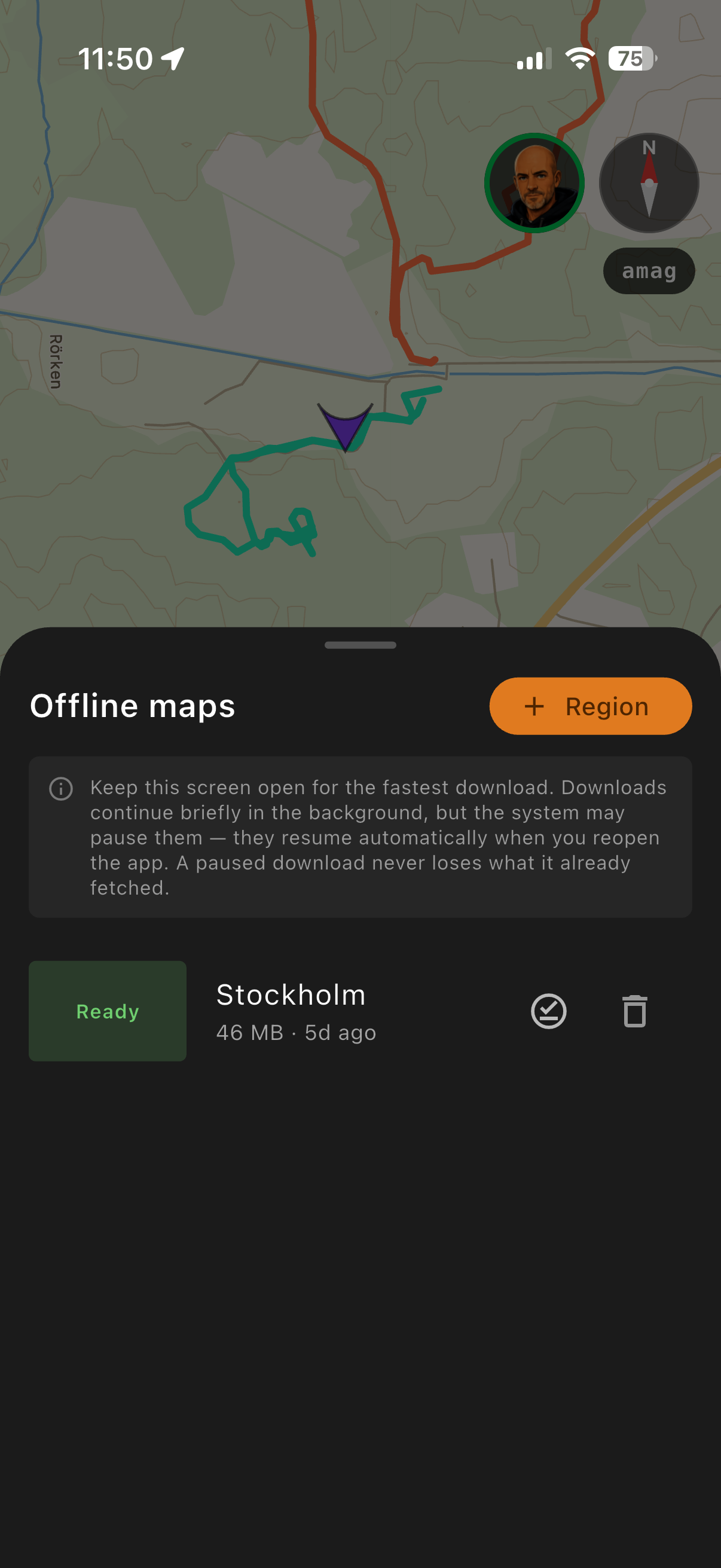 4x4buddy offline area packs on a phone