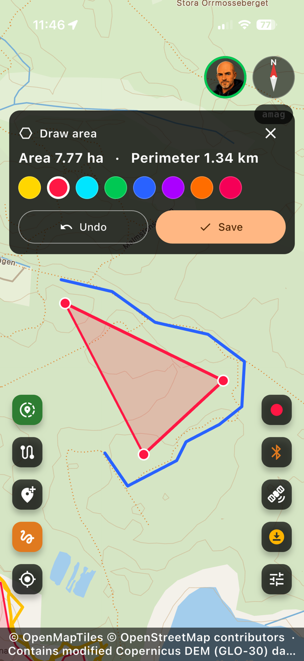 4x4buddy on-map drawing tools on a phone