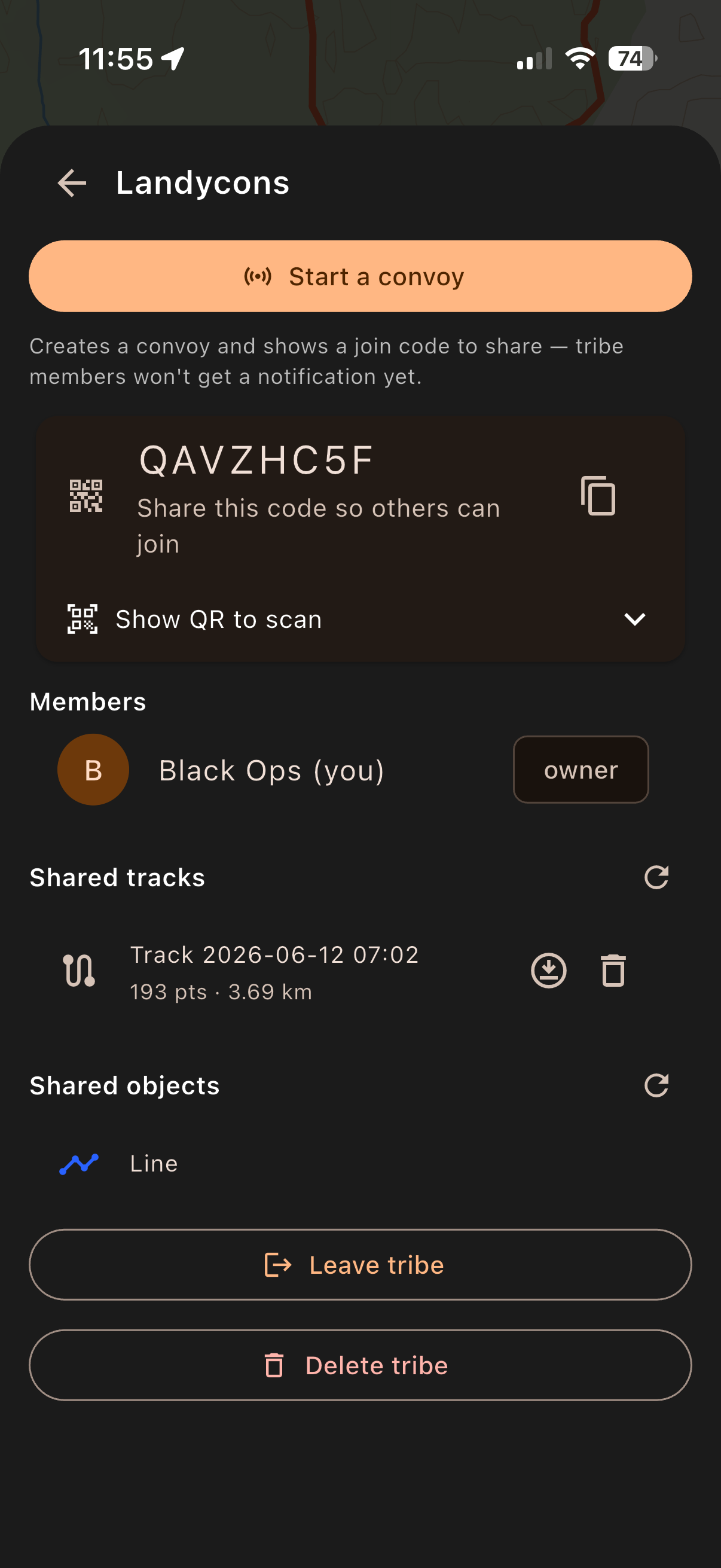 4x4buddy Tribes screen on a phone